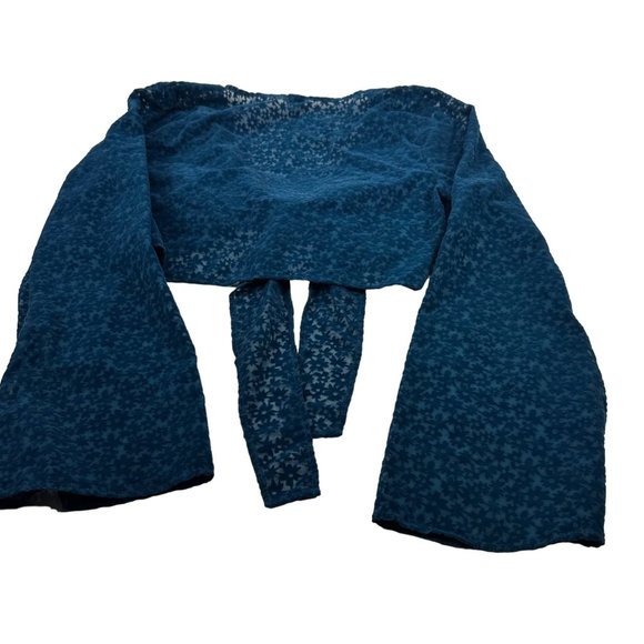 Wild Fable Women's Size Medium Blouse Tie Front Long Sleeve Dark Teal New - Picture 2 of 12